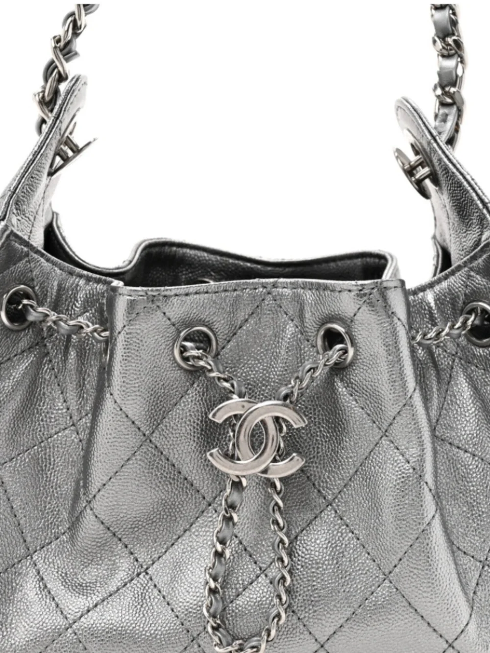 Anthracite Silver Metallic Mini Chanel 25